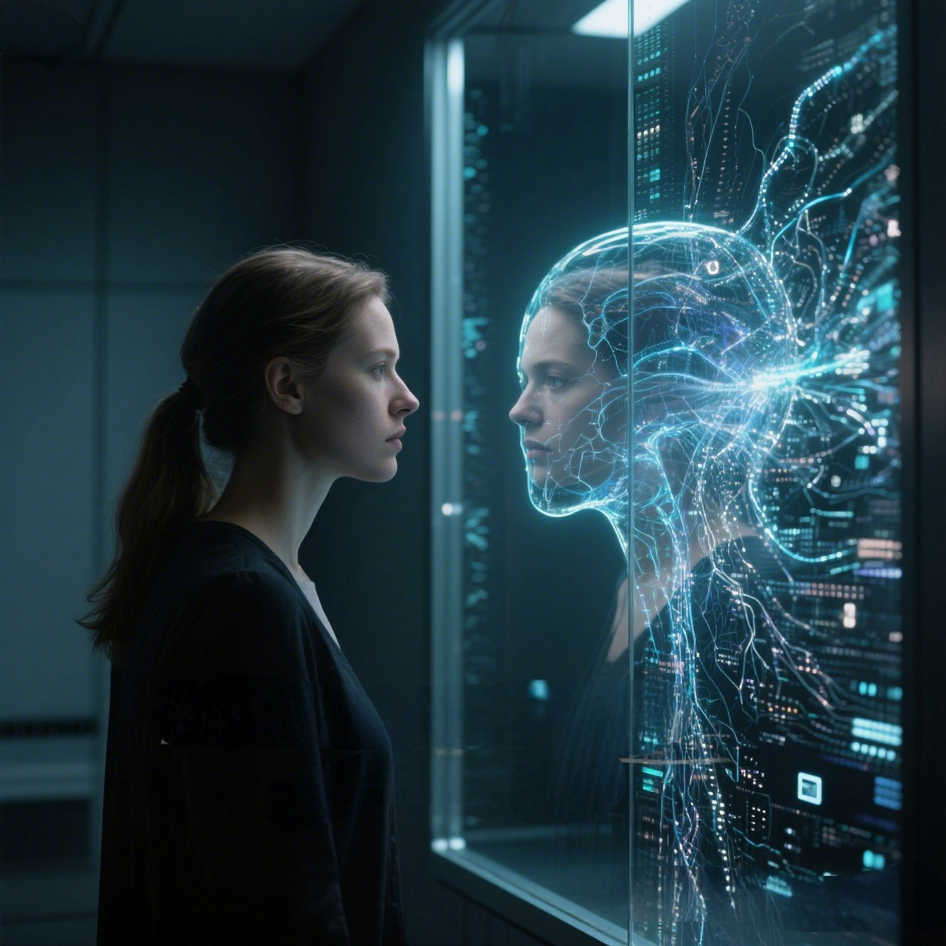 人間とAIが協力している抽象的なイメージ